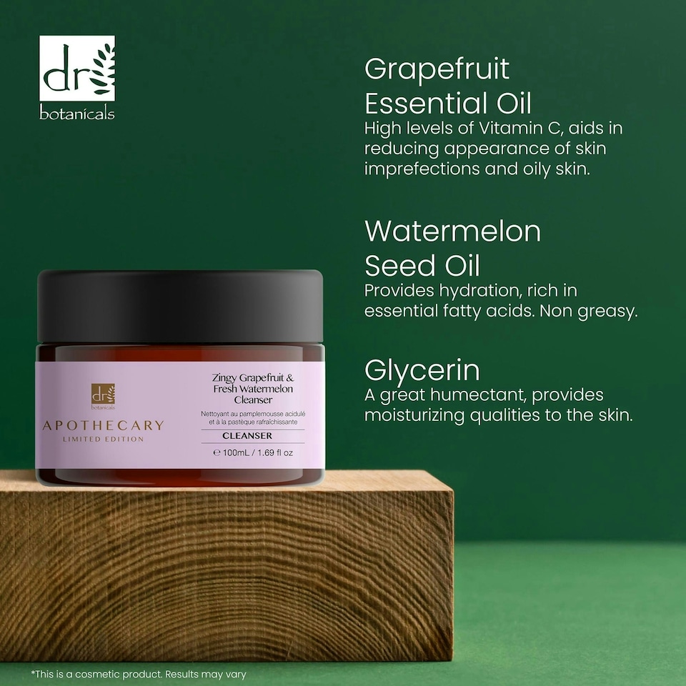 image 1 of Dr Botanicals Zingy Grapefruit & Fresh Watermelon Cleanser 100ml