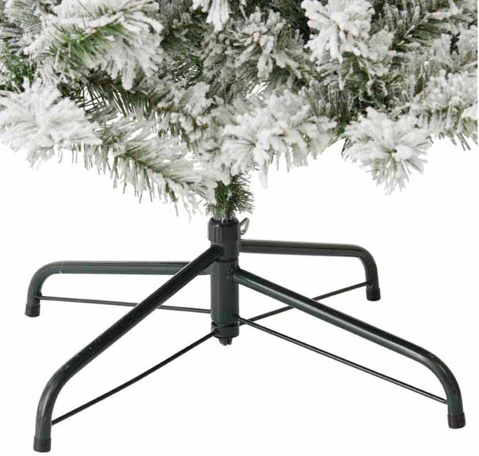 image 1 of 7ft Neo Scandinavian Tips Spruce Fir Artificial Christmas Tree Xmas Realistic Branches Green Natural Branches with Solid Metal Legs (Snow Flocked) | Green