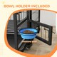 image 4 of PawHut 43" Heavy Duty Dog Crate on Wheels w/ Bowl Holder, Removable Tray