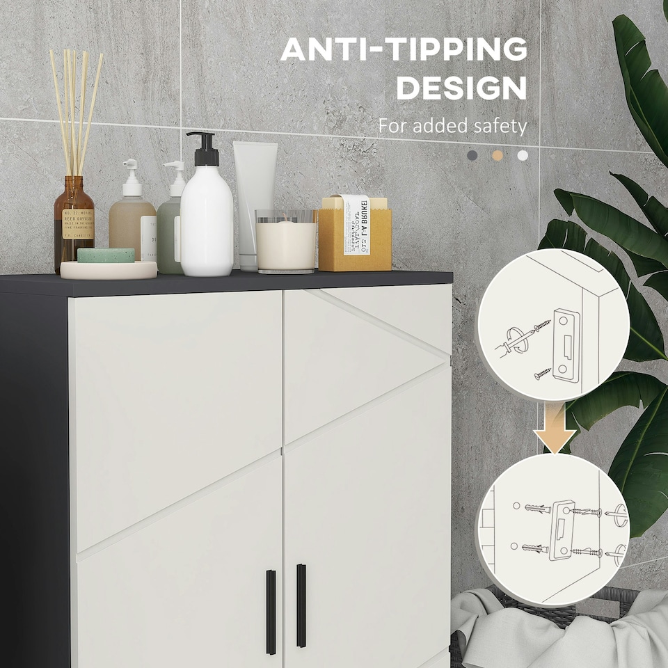 image 1 of kleankin Bathroom Storage Cabinet, Small Bathroom Cabinet with Soft Close Doors