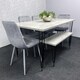 image 3 of Grey Dining Table with Hairpin Legs, Bench & 4 Grey Velvet Chairs Set for Kitchen & Dining Room Grey