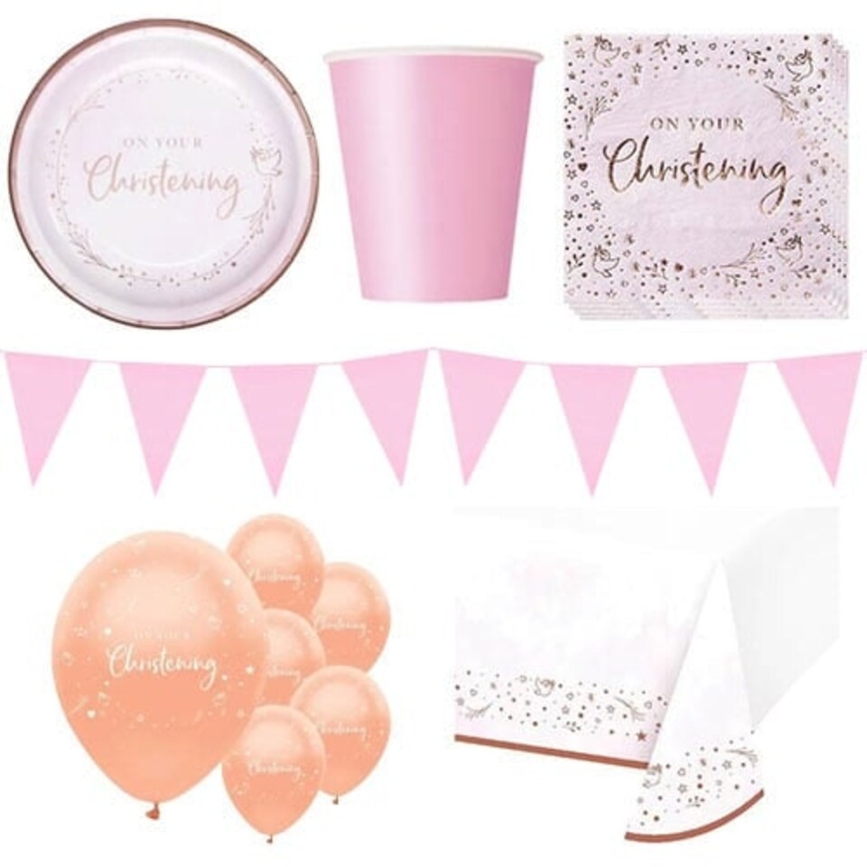 Pink On Your Christening 8 Person Deluxe Party Pack