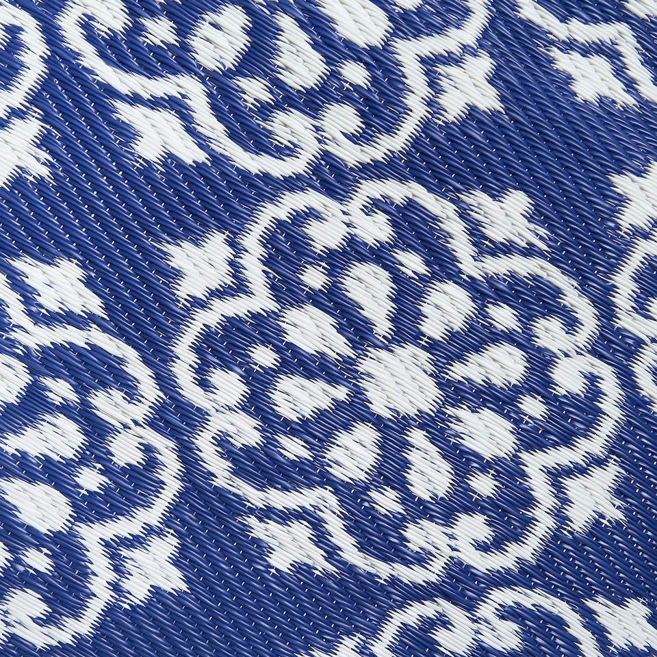 image 1 of OHS Blue Tiles Large Outdoor Garden Patio Waterproof Floor Mat Rug Blue | Blue and White | 170cm Diameter