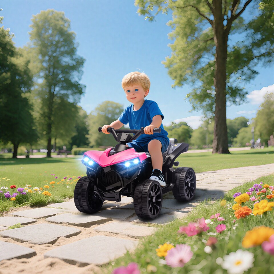 image 1 of AIYAPLAY 6V Electric Ride on Car, Kids ATV 4 Wheeler with Music and LED Headlights, Indoor Outdoor Toy Car for Ages 3-8 Years Boys and Girls | Pink