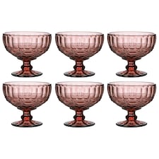 Set of 6 Vintage Pink Glass Trifle Bowl Christmas Dessert Bowls Wedding Decorations Ideas H10 x Dia12cm | Pink | Pink | Medium | 6