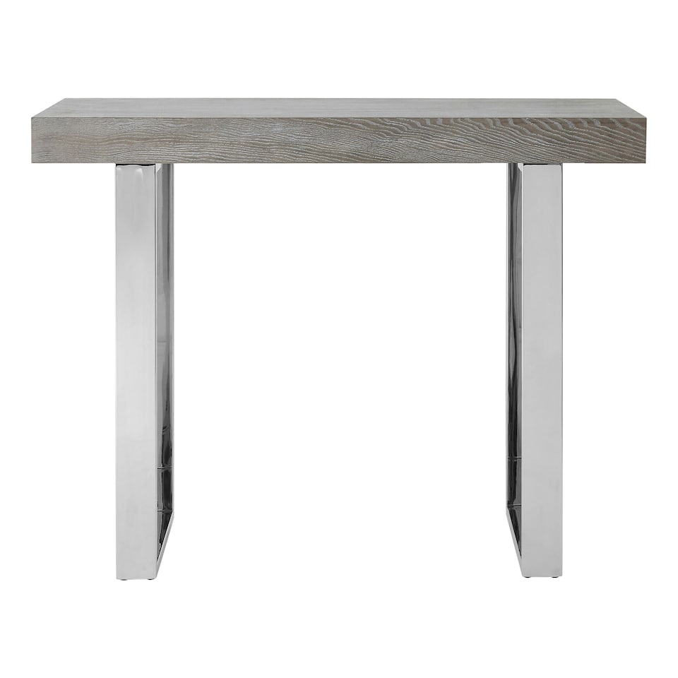 image 1 of Interiors by Premier Contemporary Grey Elm Wood Console Table, Luxe Natural Elm with Stainless Steel Legs, U-Shape Hallway Table Grey