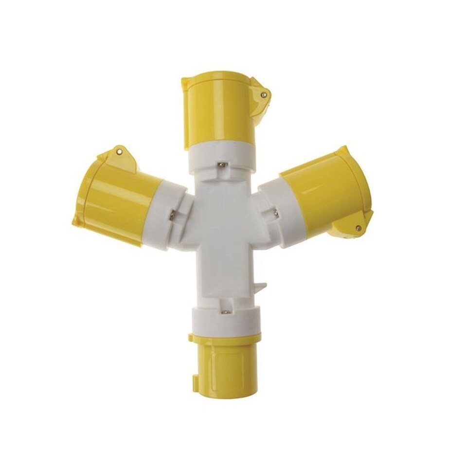 Faithfull Power Plus 3-way Splitter 110v - Multi Colour - One Size