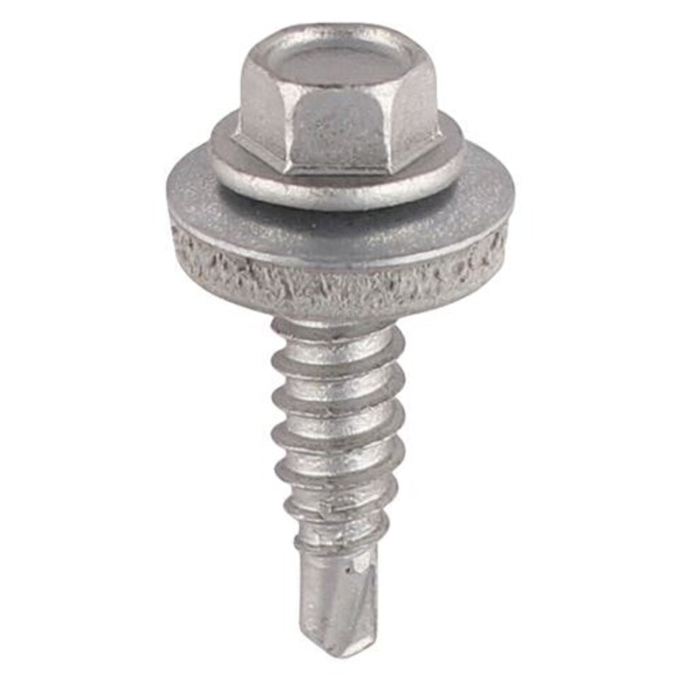 image 1 of Timco - Metal Construction Stitching Screws - For Sheet to Sheet - Hex - EPDM Washer - Self-Drilling - Exterior - Silver Organic (Size 6.3 x 22 - 100 Pieces)