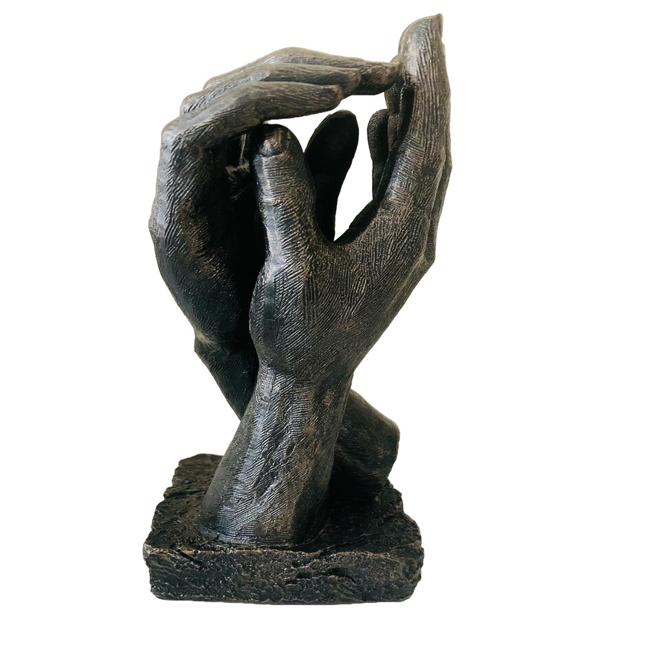 image 1 of Hand in Hand Sculpture in Bronze Colour A Symbol of Enduring Love & Connection Wedding Present Anniversary Romantic Gift  inspired by Rodin's The Secret