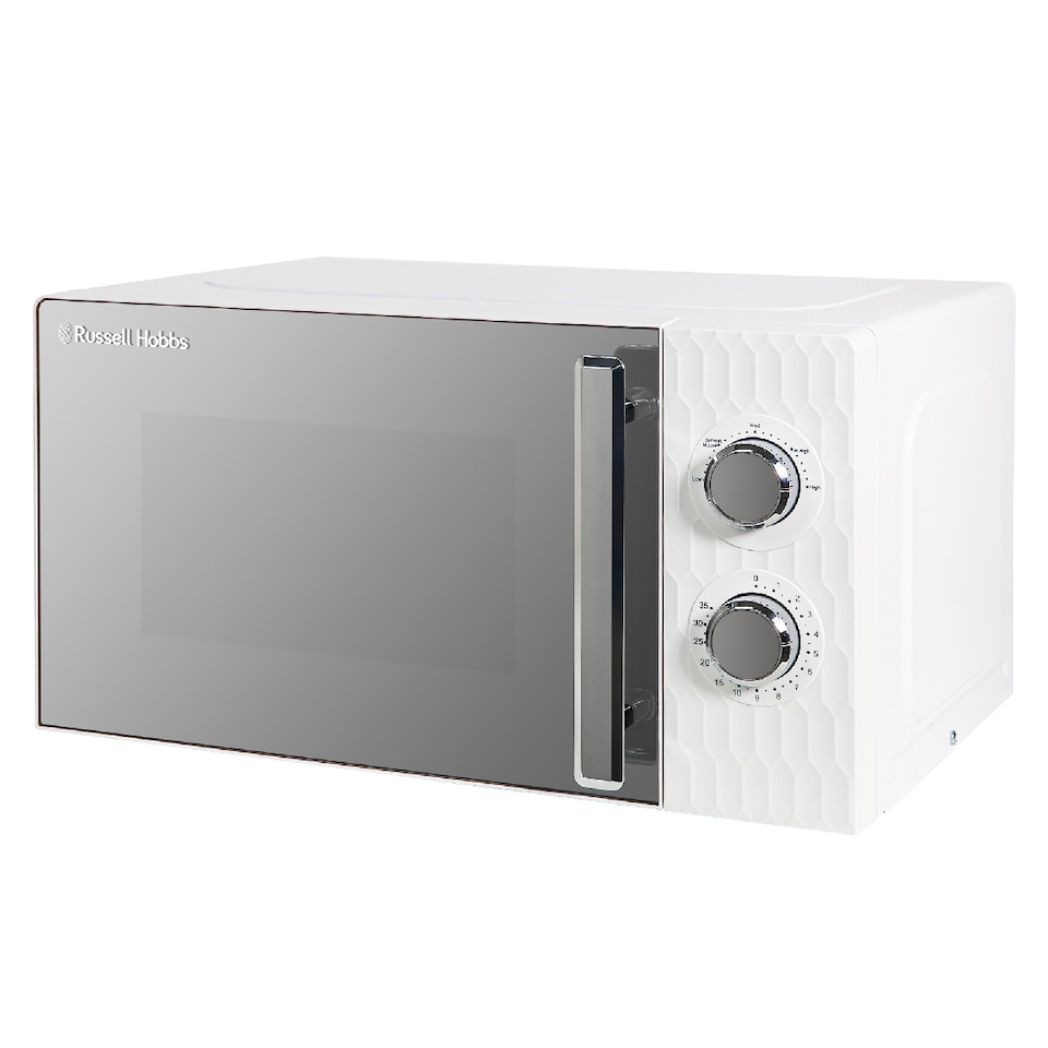 image 1 of Russell Hobbs Honeycomb Bundle Set with Kettle, 4 Slice Toaster, and Microwave White HCBNDL4W