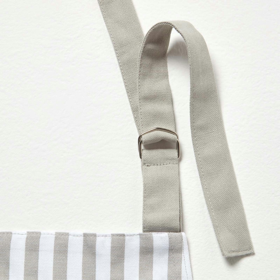image 1 of Homescapes Grey Stripe Cotton Apron