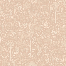 Grandeco Woodland Animals Vinyl Textured Wallpaper | Pink | Blush Pink | 1