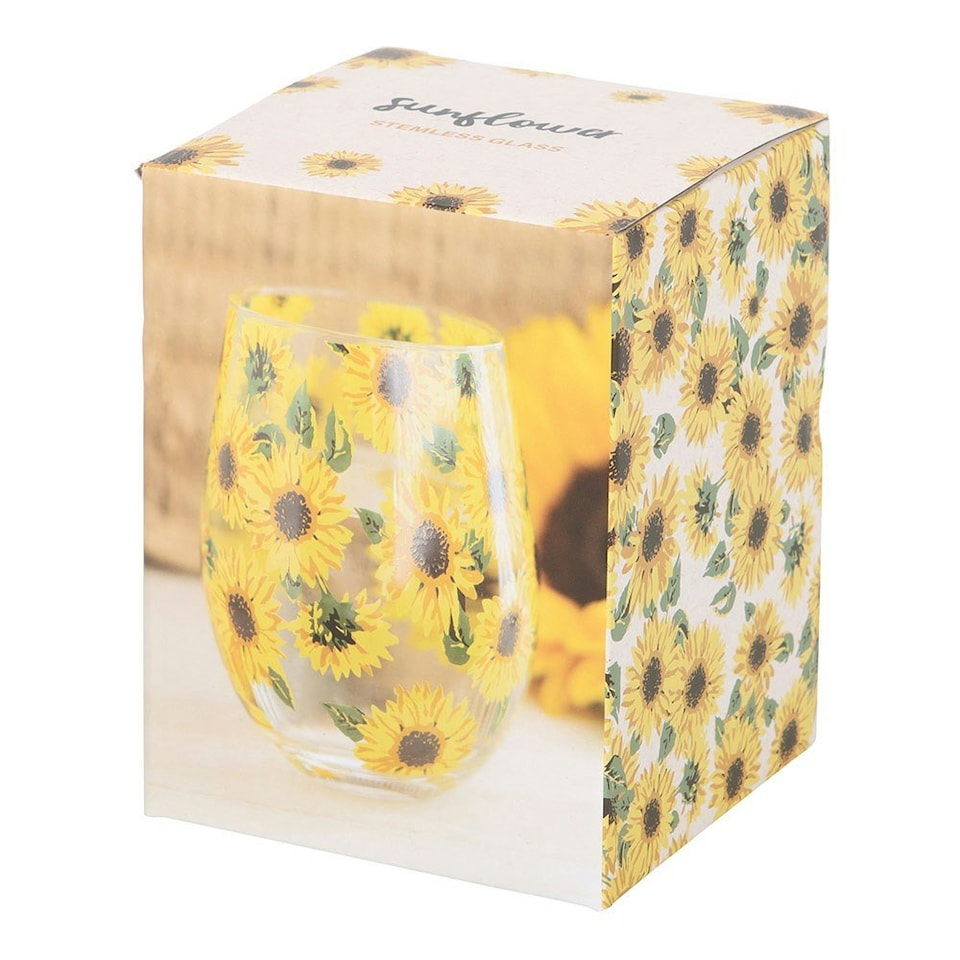 image 1 of Sunflower Print Stemless Glass