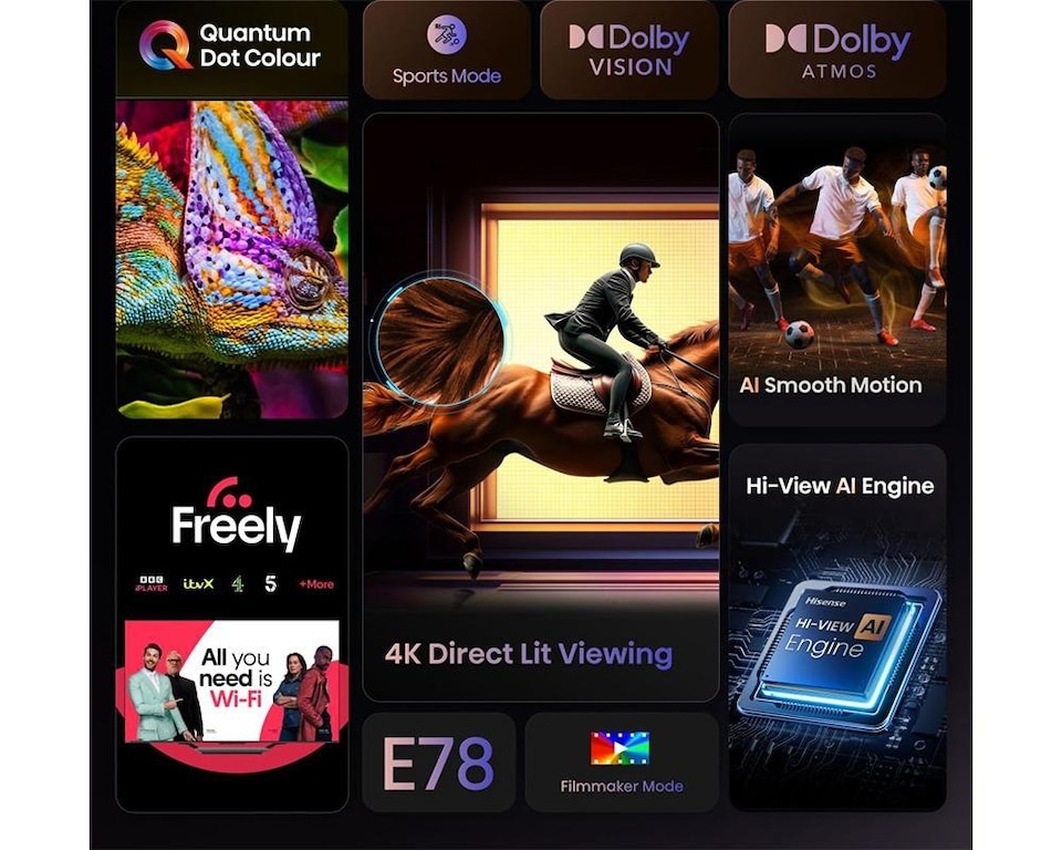 image 1 of Hisense 43E78QTUK 43" QLED 60Hz 4K Smart Freely TV