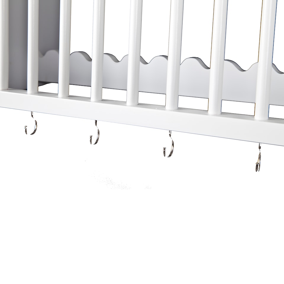 image 1 of Minack White Wooden Kitchen Plate Rack, Shelf, Hooks, Wall mounted, Freestanding | White