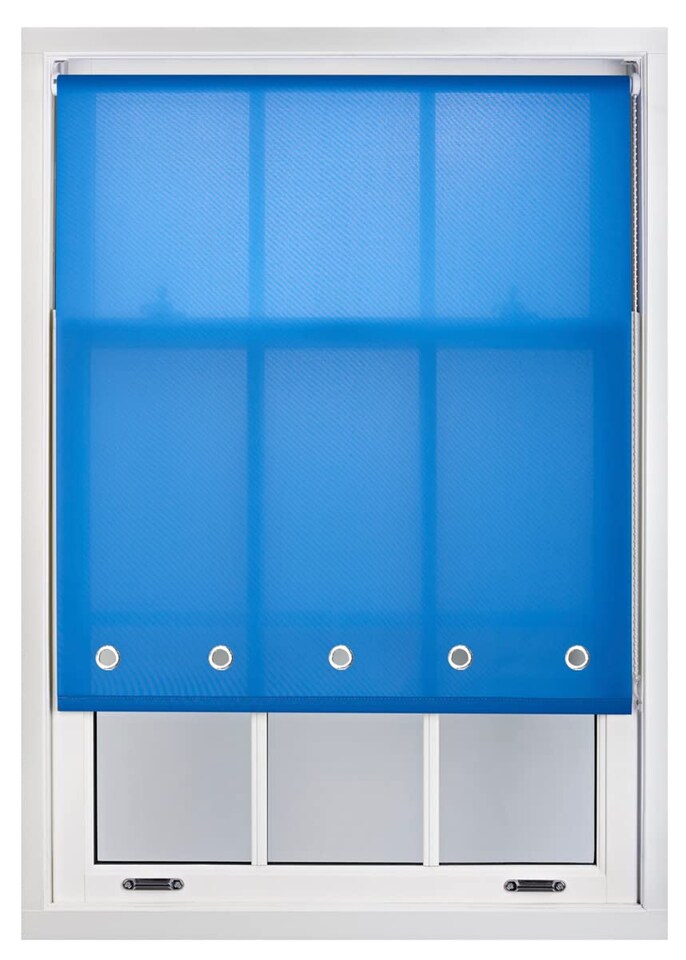image 1 of FURNISHED Daylight Roller Blind Made to Measure with Chome Round Eyelets | Blue | Blue | (W) 180cm x (L) 165cm