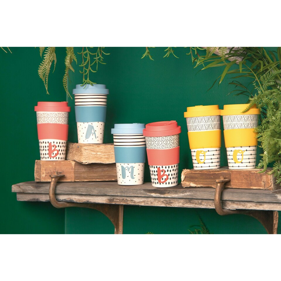 image 1 of KitchenCraft 410ml Bamboo A to Z Letter "B" Reuseable Mug Multi
