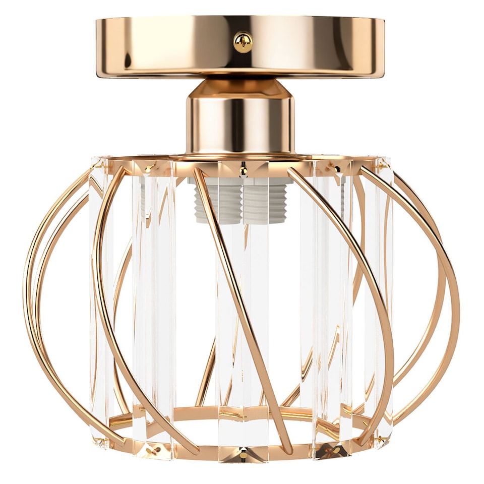 image 1 of Emitto Crystal Ceiling Light Semi Flush Mount Chandelier Modern Hallway | Gold
