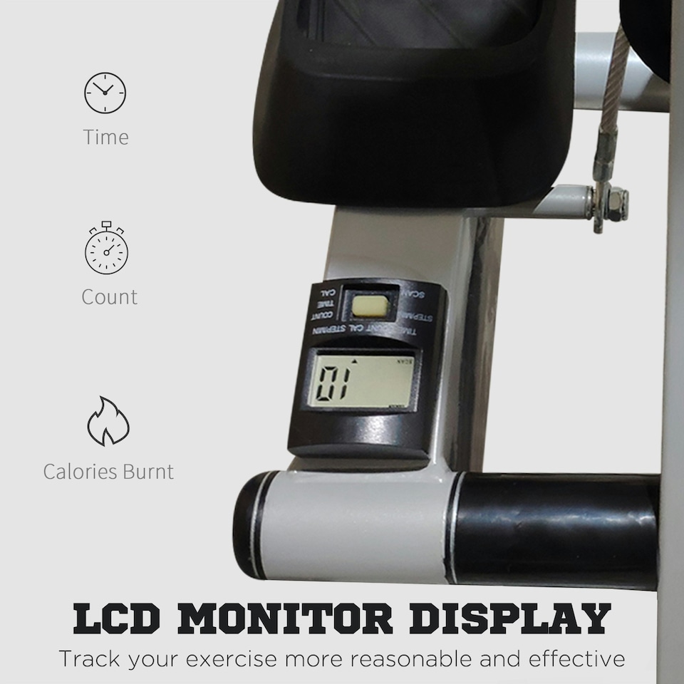 image 1 of HOMCOM Foldable Stepper Adjustable Step Machine w/ Handlebar LCD Display, White