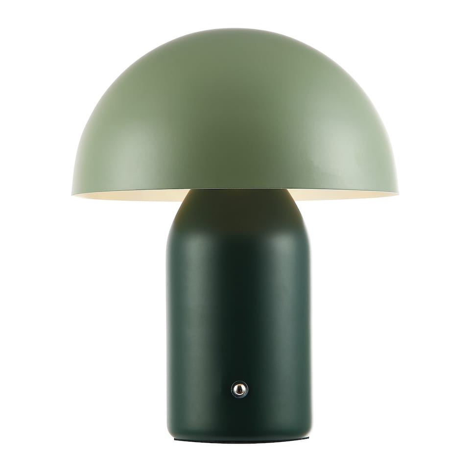 image 1 of Modern Rechargeable Mushroom Table Lamp in Forest and Olive Green - Touch Dimmer | Green