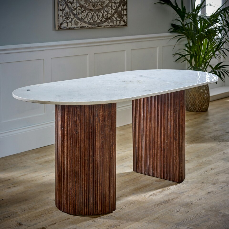 image 1 of Ruby Mango Wood Dining Table 170Cm With Marble Top