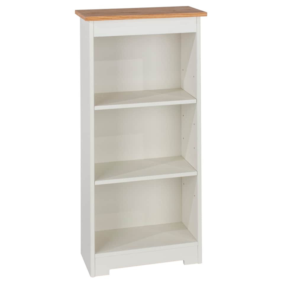 image 1 of Colorado Low Narrow Bookcase - MDF/MDP - 44 x 21.5 x 100 cm - Soft White/Oak | White