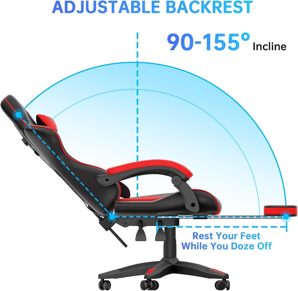 image 1 of Rattantree Ergonomic Gaming Chair with Footrest & Lumbar Cushion