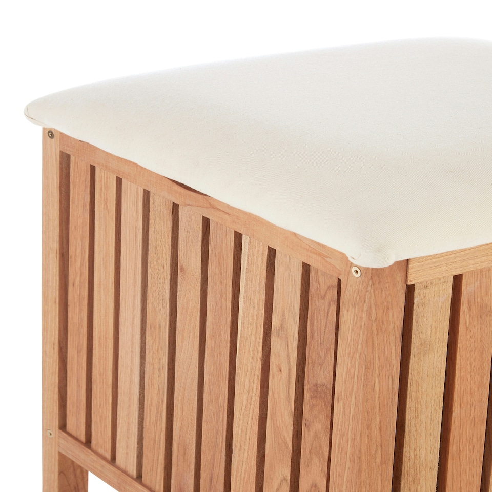 image 1 of Interiors By Premier Dual Purpose Wood Storage Stool, Natural Walnut Build Storage Stool For Livingroom, Fabric Seat Stool
