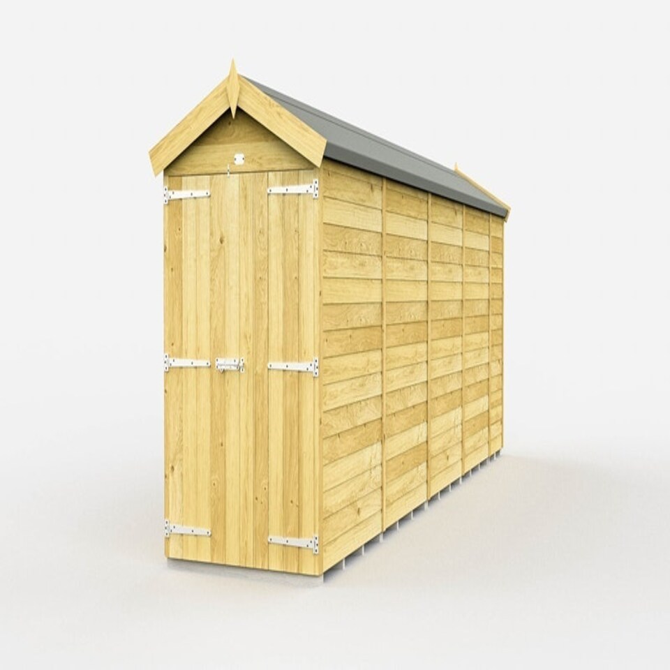 image 1 of 4 x 17 Feet Apex Shed - Double Door Without Windows - Wood - L503 x W118 x H217 cm Brown