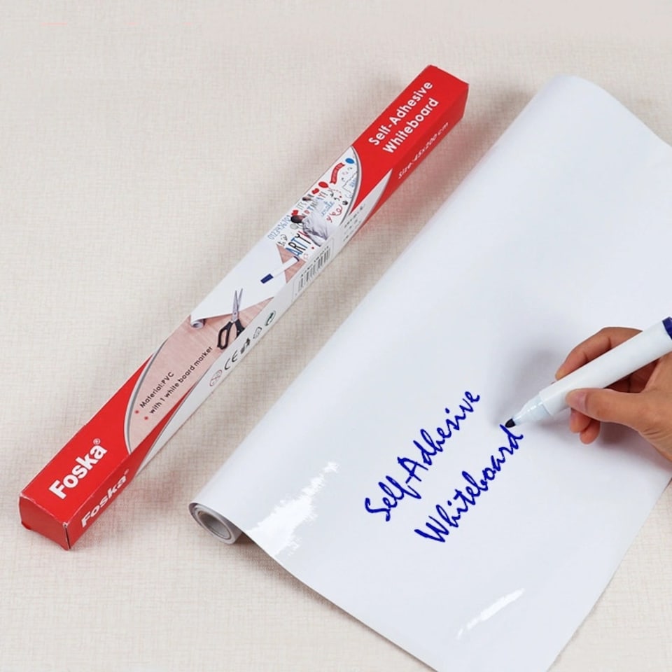 image 1 of Self Adhesive Whiteboard Roll with White board marker- 45cm x 2m