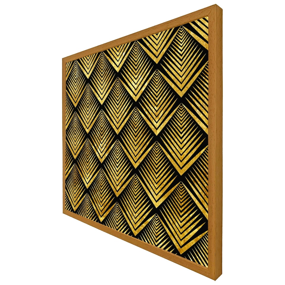 image 1 of Golden geometric flower pattern (Picutre Frame) White | S