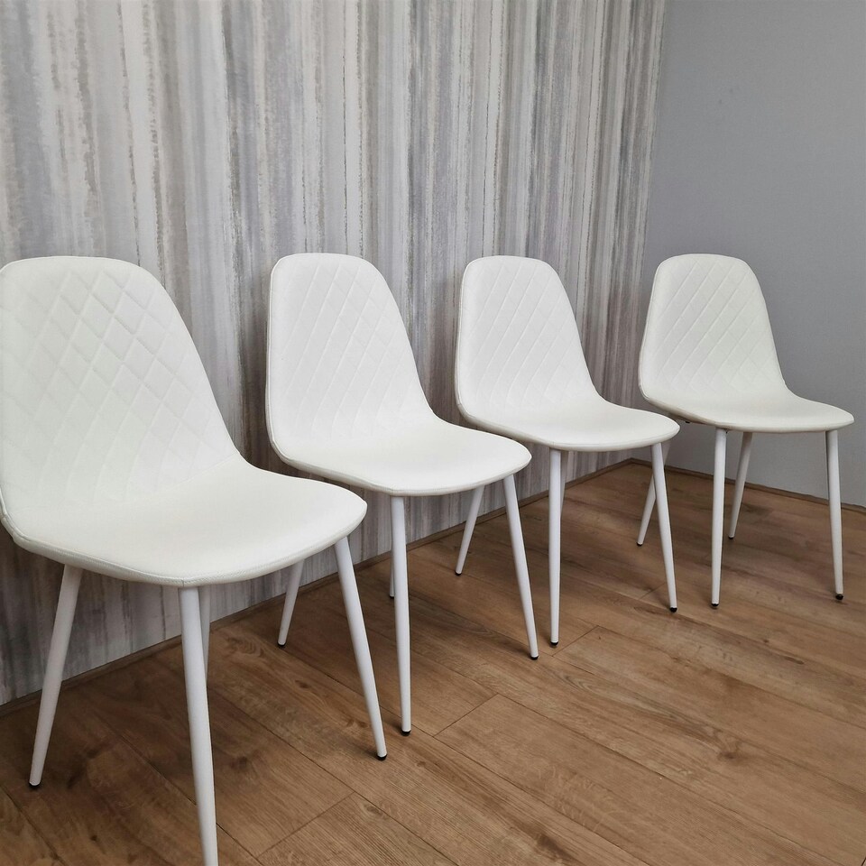 image 1 of Dining Chairs Set of 4 White Leather Kitchen Chairs White