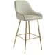 image 2 of Bar Stool Avane - with backrest, upholstered, velvet look - Set of 6 Cream | Gold