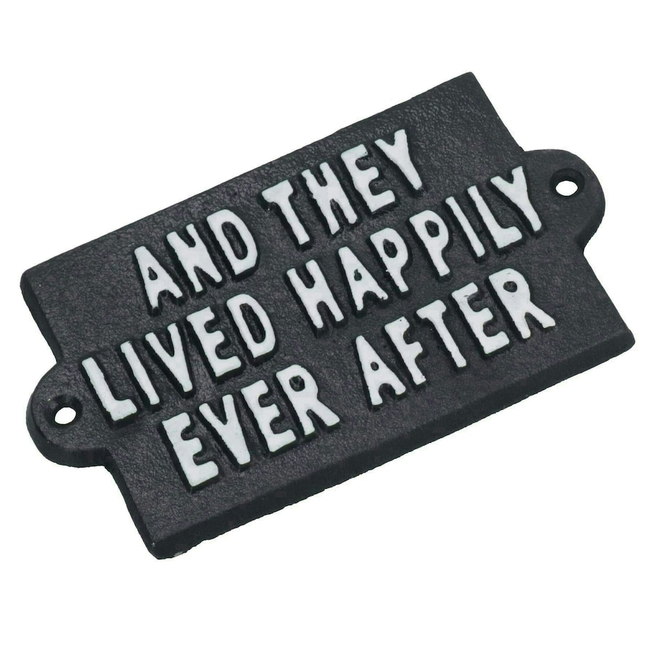 image 1 of They Lived Happy Ever After Sign Plaque Cast Iron Garden House Home Wall