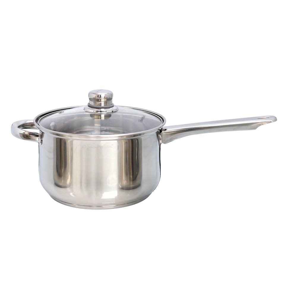 image 1 of Buckingham Stainless Steel Deep Saucepan with Glass Lid  20 cm , 3.8 Litre | Silver