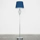 image 2 of ValueLights Jaspa Chrome Metal Wire Geometric Diamond Design Floor Lamp with Navy Blue Tapered Shade with LED GLS Bulb
