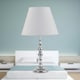 image 4 of Set of 2 Chrome Table Lamps with Decorative Stem and Ivory Shades Chrome | White