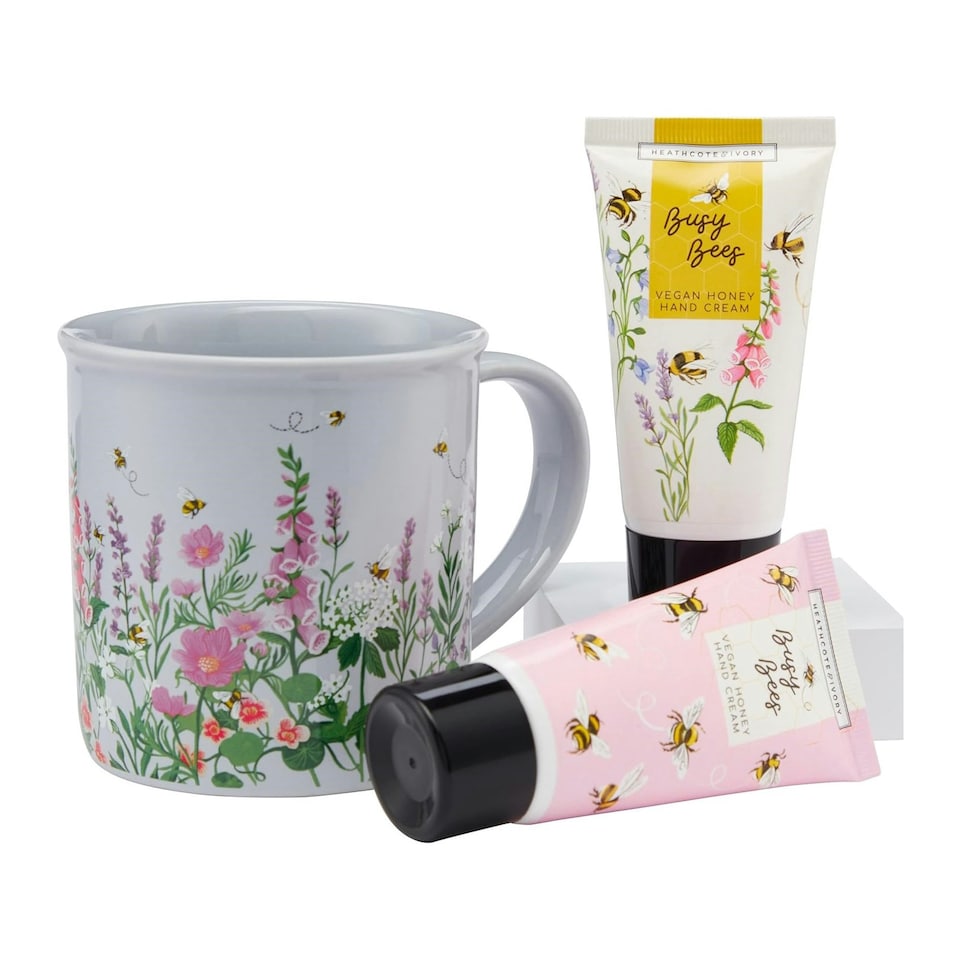 image 1 of Heathcote & Ivory Busy Bees Mug & 2 Hand Creams Gift Set