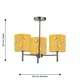 image 6 of Set of 2 Brea - Antique Brass 3 Light Fittings with Ochre Fern Shades | Yellow | Yellow | 2