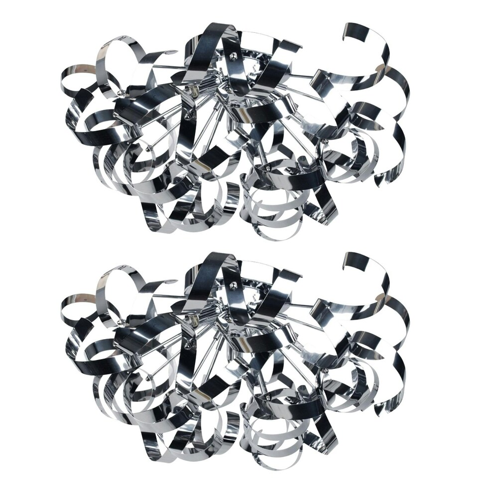 image 1 of First Choice Lighting Set of 2 Chrome Swirl Ribbon Dome Ceiling Fitting Chrome | Chrome