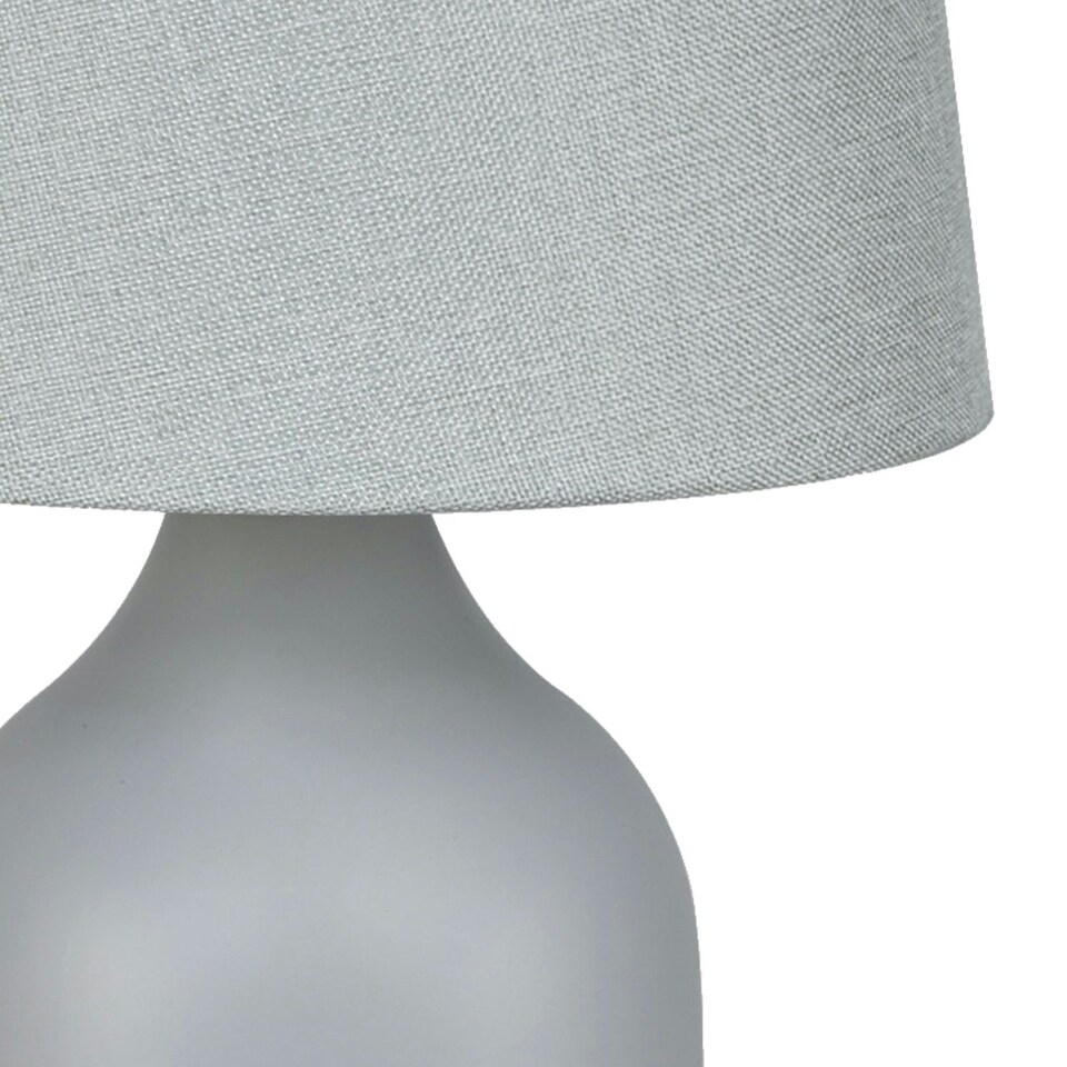 image 1 of First Choice Lighting Set of 2 Smooth Grey Ceramic 27cm Table Lamps With Matching Shades Grey | Grey