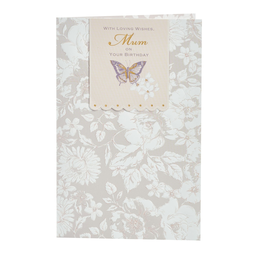 image 1 of Mum Birthday card - Floral with Butterfly