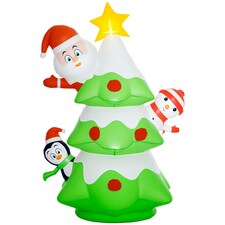 Outsunny 8ft Christmas Blow Up Christmas Tree with Santa Claus for Outdoor