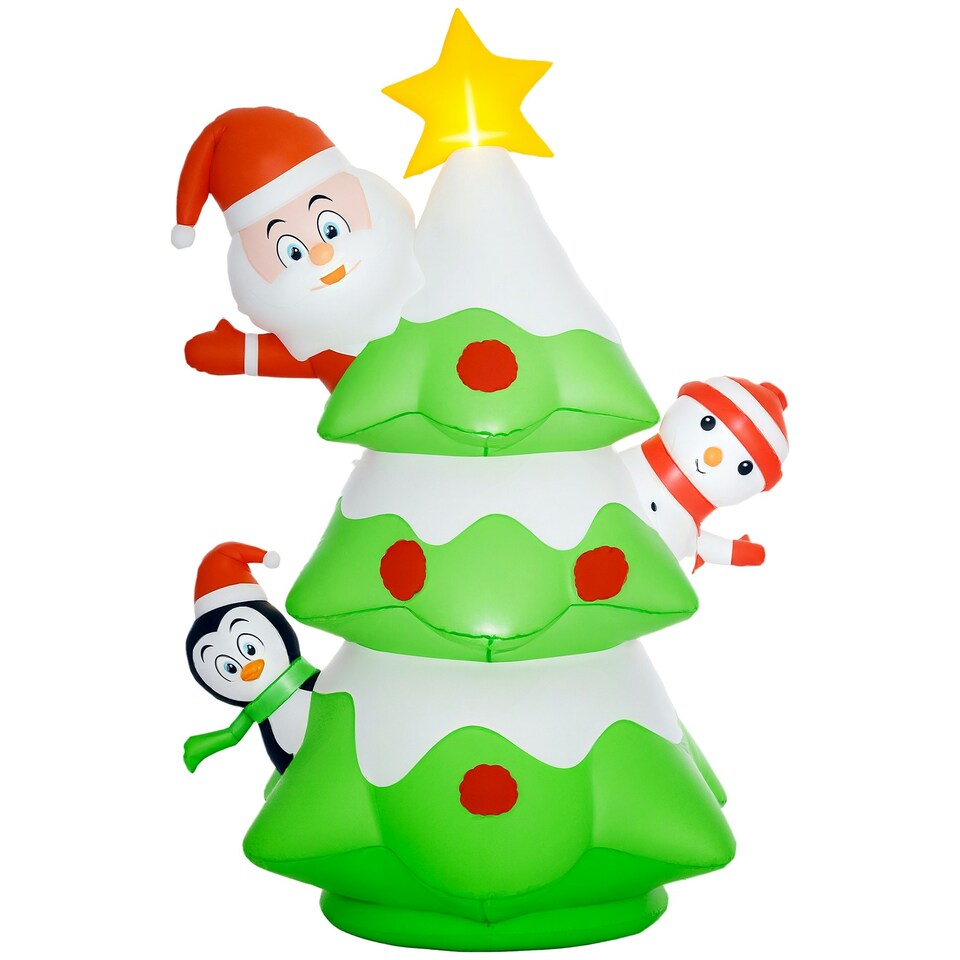 image 1 of Outsunny 8ft Christmas Blow Up Christmas Tree with Santa Claus for Outdoor