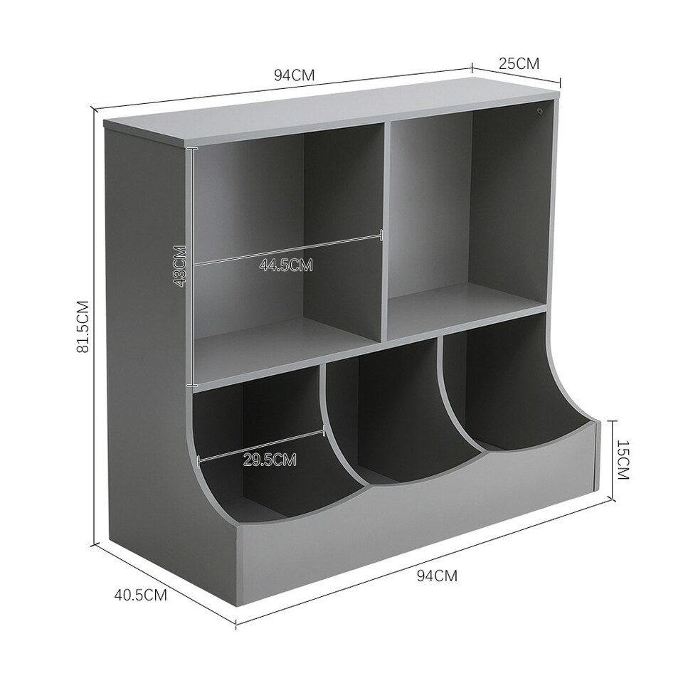 image 1 of Living and Home 2-Tier Open Toy and Book Storage Cabinet - Grey