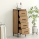 image 6 of HOMCOM Narrow Bathroom Storage Cabinet with 4 Drawers for Small Spaces, Oak Brown | Black