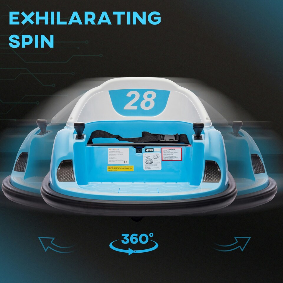 image 1 of AIYAPLAY 360° Rotation 12V Kids Bumper Car w/ Remote Control, Light Blue