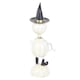 image 4 of White Metal Pumpkin Man Halloween Ornament with Witch Hat