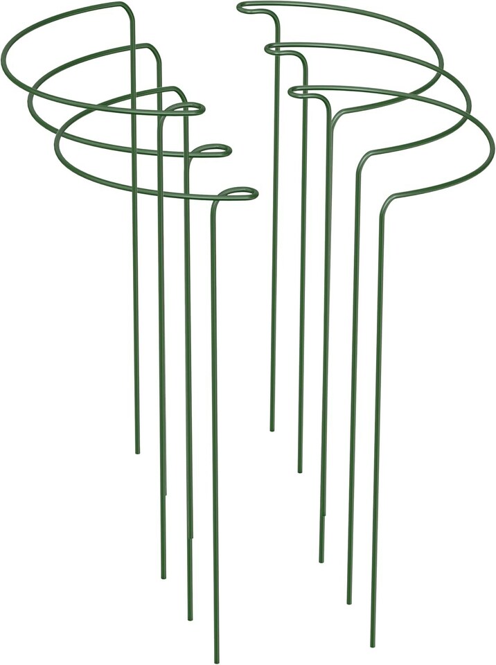 image 1 of 6 Pack Plant Support Stakes 25 x 44cm Metal Plant Supports Ring Cage