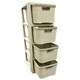 image 1 of Cream 4 Drawer Stylish Rattan Effect Storage Tower Commode Baskets For Home & Office Cream